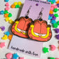 Garfield Cat Hand Painted Wood Dangle Earrings
