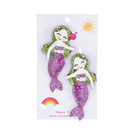 Pink Glitter Mermaid Hair Clips- Pink