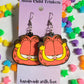 Garfield Cat Hand Painted Wood Dangle Earrings