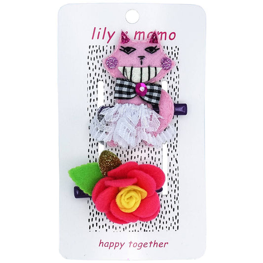 Crazy Kitty & Flower Hair Clips