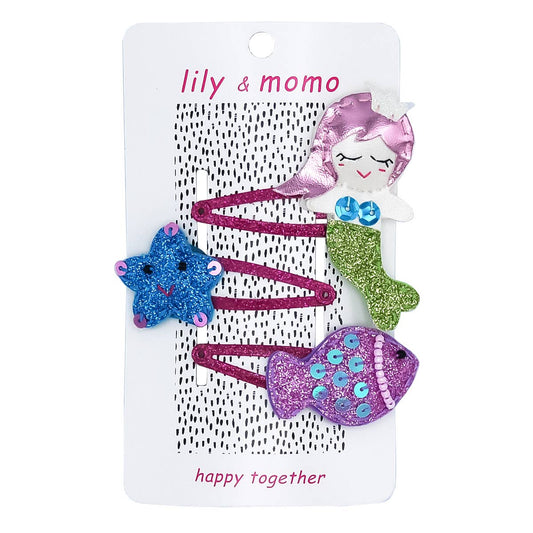 Pastel Under The Sea Trio Hair Clips- Multi