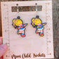 Rainbow Brite Hand Painted Wood Dangle Earrings
