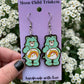 Wish Care Bear Hand Painted Wood Dangle Earrings