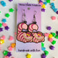 Cheshire Cat Hand Painted Wood Dangle Earrings