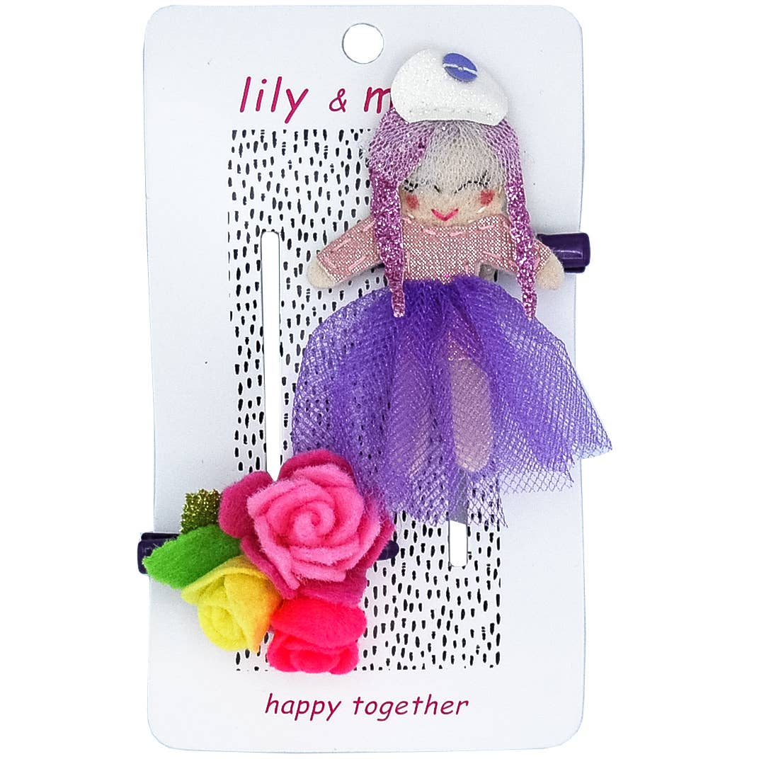 French Girl Hair Clips- Pretty Rose