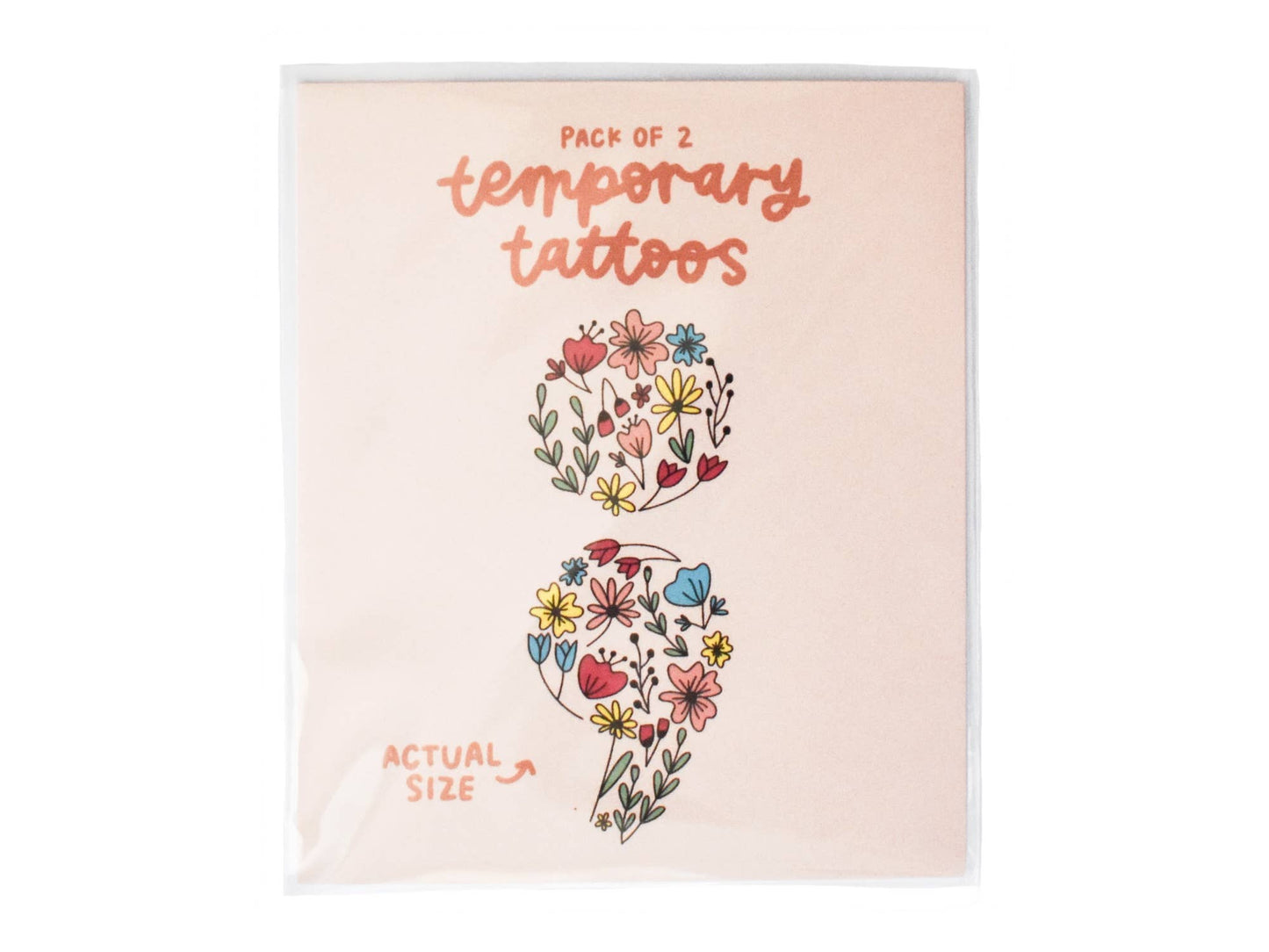 Floral Semicolon Temporary Tattoos (2 Pack)