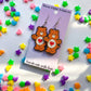 Tenderheart Care Bear Hand Painted Wood Dangle Earrings