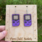 Gameboy Hand Painted Wood Dangle Earrings: Purple