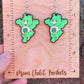 Good Luck Care Bear Hand Painted Wood Dangle Earrings