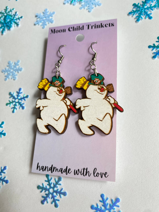 Frosty The Snowman Retro Classic Christmas Earrings