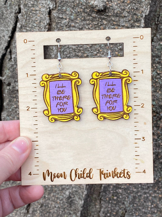 TV Friends Door Frame Hand Painted Wood Dangle Earrings